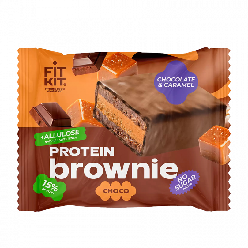 Протеиновое пирожное Брауни "Шоколад-Кармель" FitKit